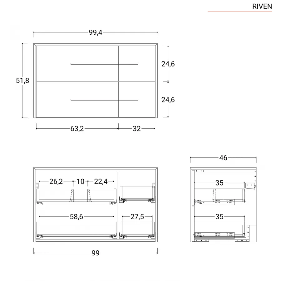 Mobile bagno sospeso 100 cm bianco opaco con lavabo integrato e specchio -  Riven