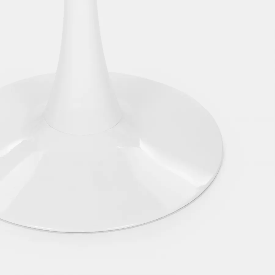 Tavolo da pranzo rotondo 90 cm in metallo bianco con piano effetto