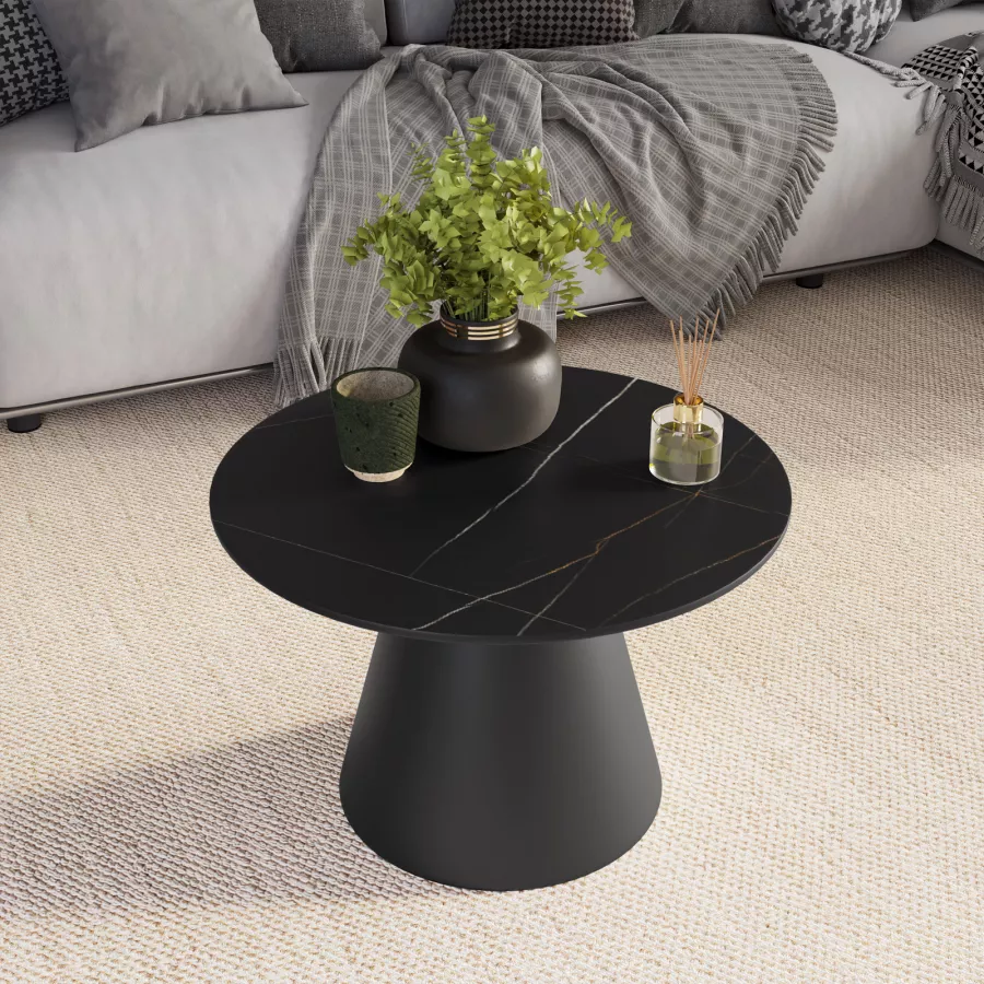 Tavolino rotondo 60 cm in legno nero - Gourmel
