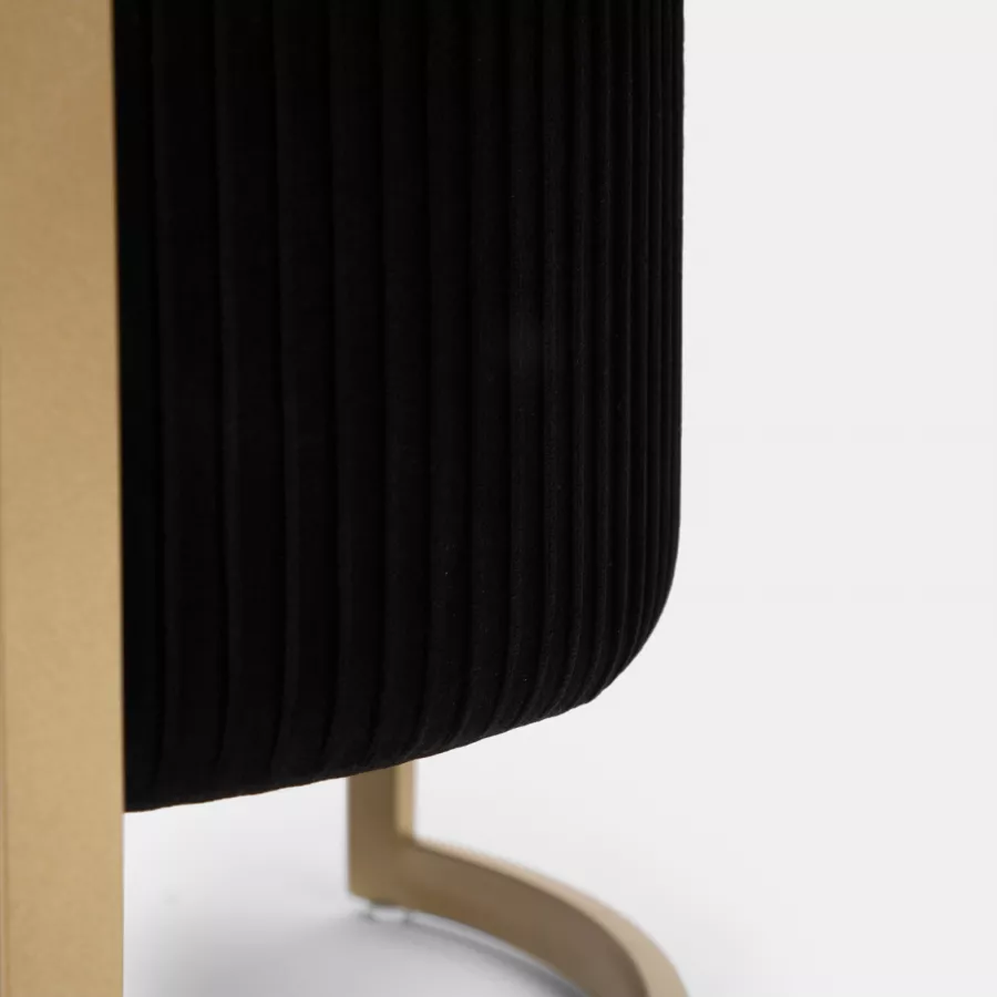 Pouf contenitore Ø 42 cm in velluto nero con base oro - Albatros