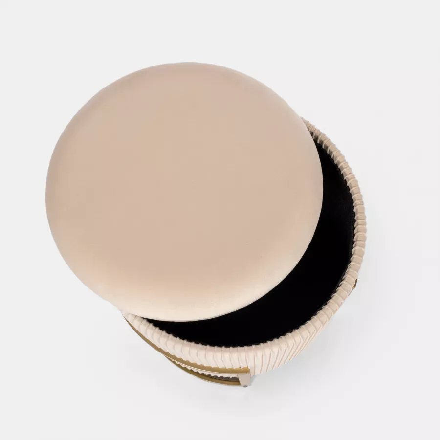 Pouf contenitore Ø 42 cm in velluto nero con base oro - Albatros