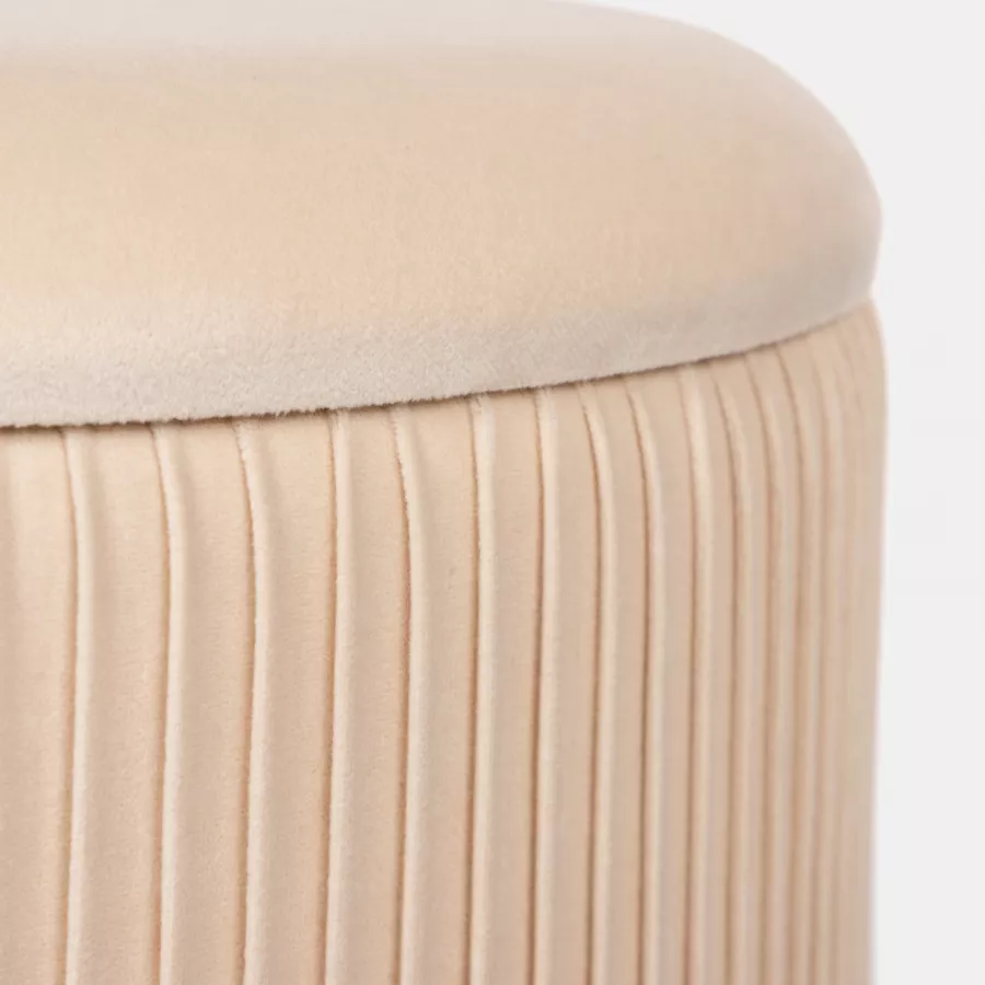 Pouf contenitore 42 cm in velluto crema base oro - Albatros