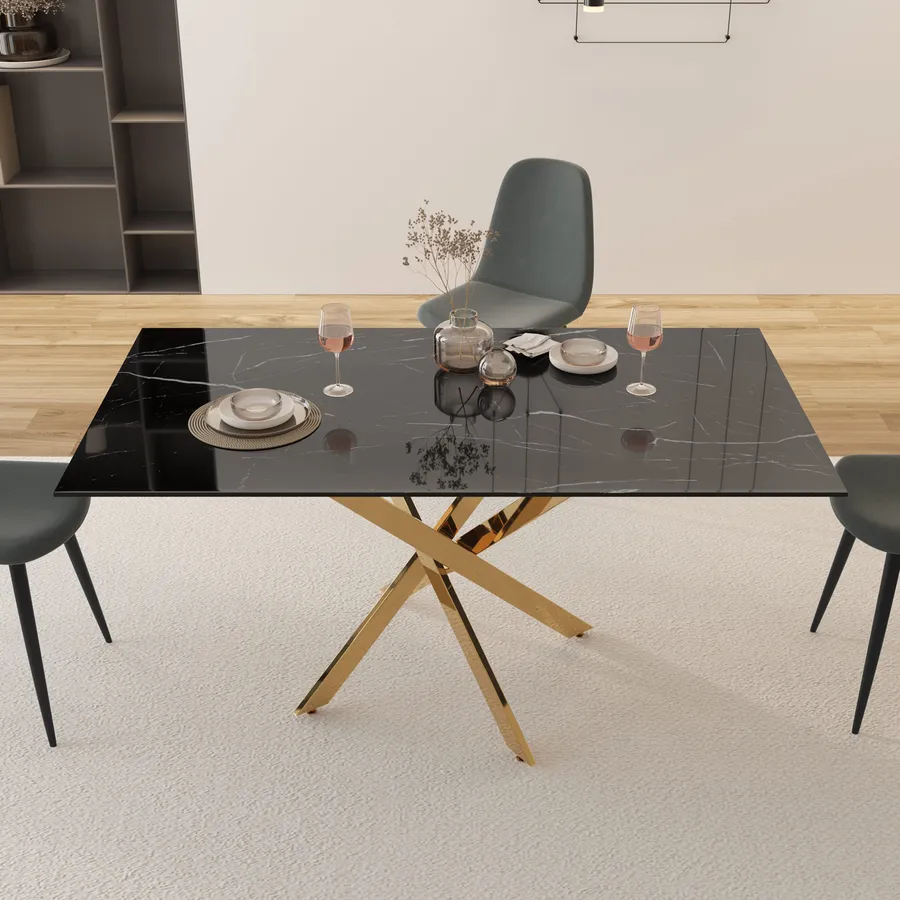 Beliani Tavolo Da Pranzo Effetto Marmo Tavolo In Vetro Beliani