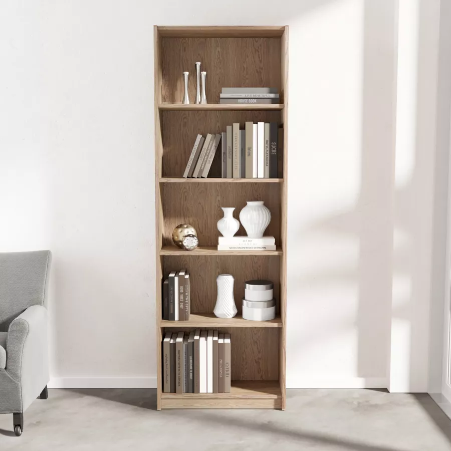 Libreria 58x170h cm in legno rovere sonoma con 5 ripiani - Power