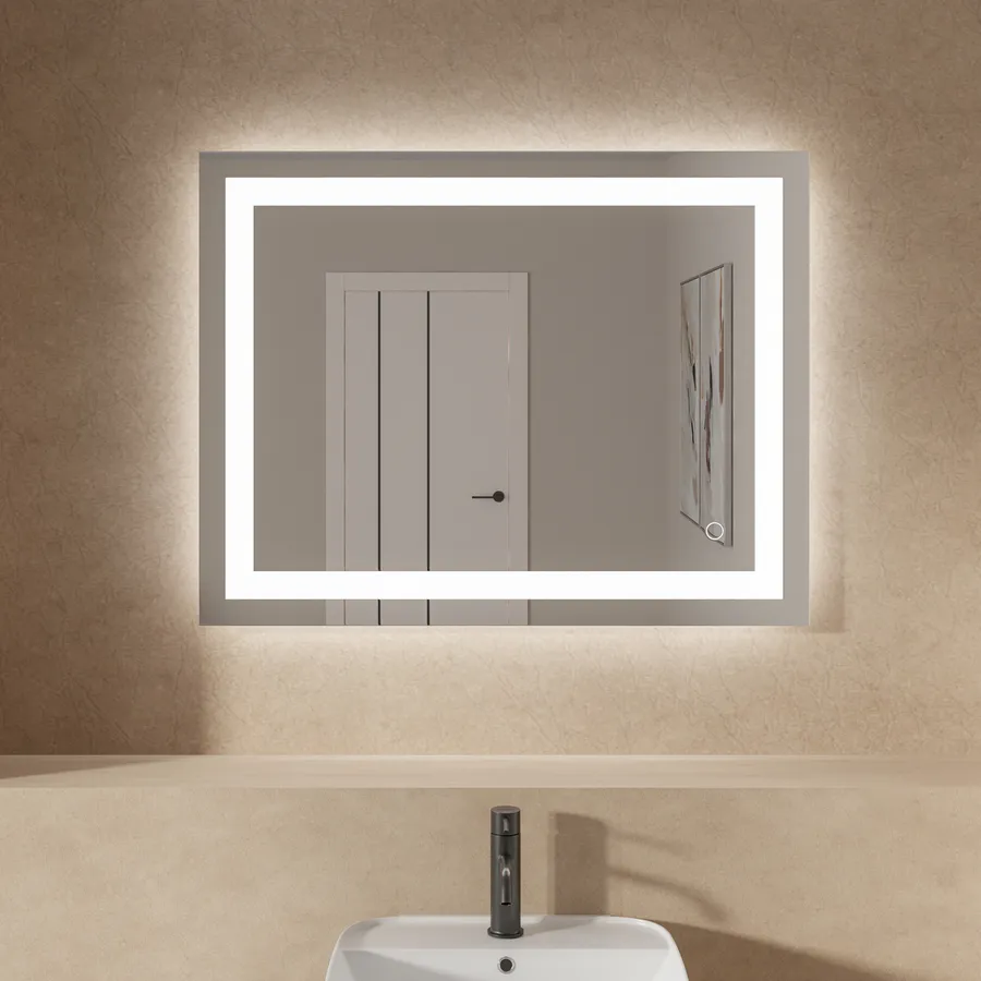 Specchio Con Luce LED 70x90 Cm - Reversibile, A Risparmio Energetico E Perfetto Per Bagno E Camera