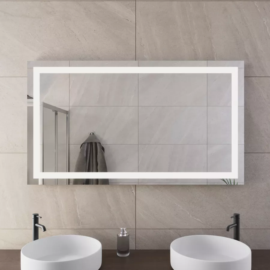 sunrik Specchio da Bagno a LED 80x100cm, specchio bagno con illuminazione  (6500K bianco freddo), specchio luce con interruttore a sfioramento :  : Casa e cucina