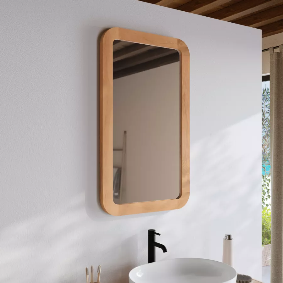 Specchio 50x70 cm con cornice in teak naturale