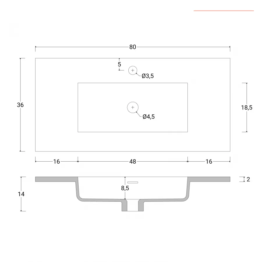 Mobile bagno sospeso 80 cm con doppio cassetto rovere chiaro - Compact