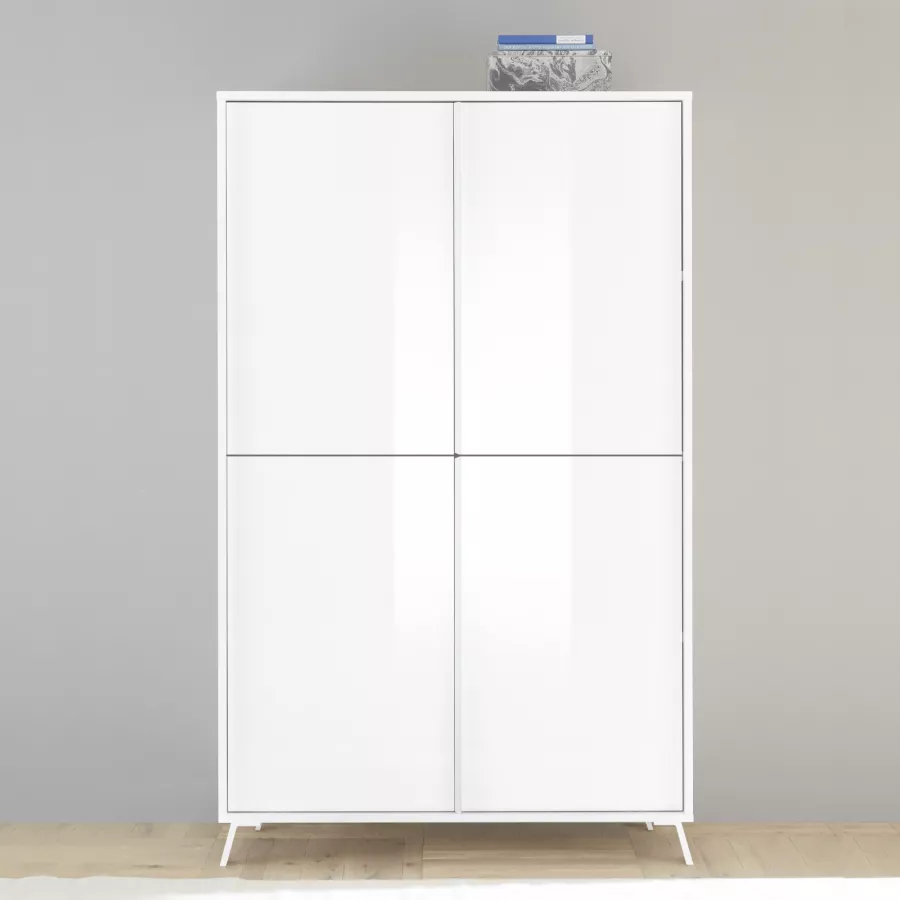 Credenza 104x174 cm con quattro ante bianco lucido - Mendes