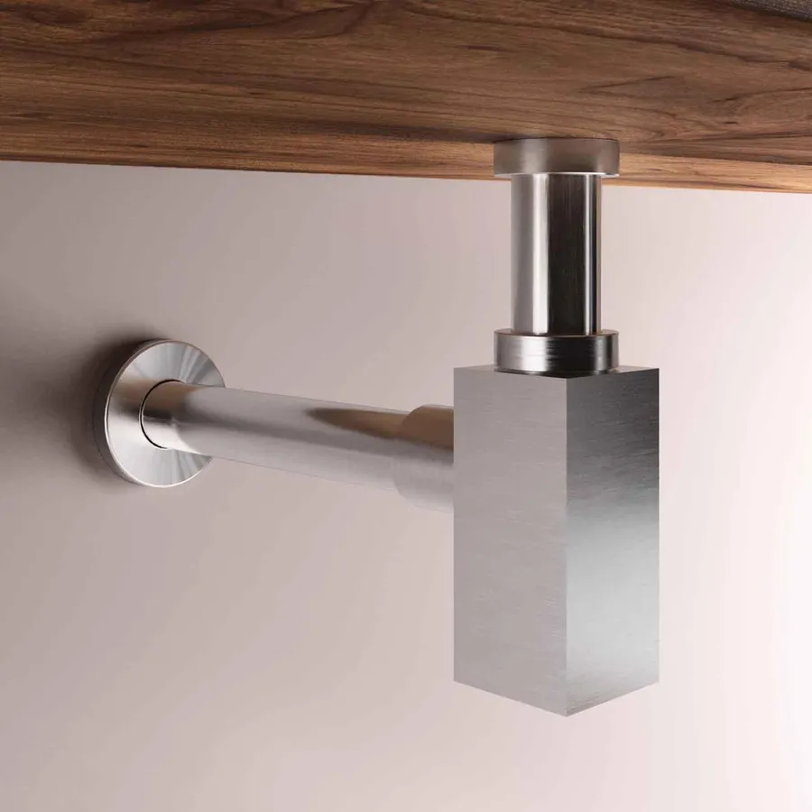Sifone per lavandino in acciaio inox per lavabo e lavabo, altezza