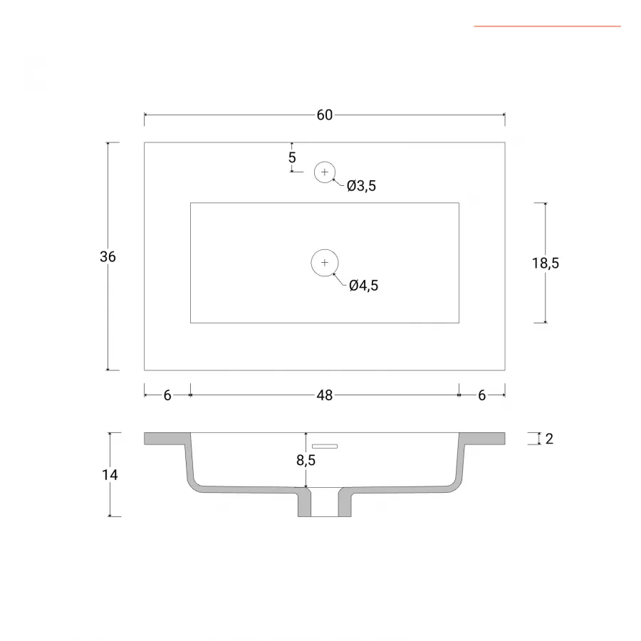 Mobile bagno sospeso 60 cm con doppia anta grigio storm - Compact