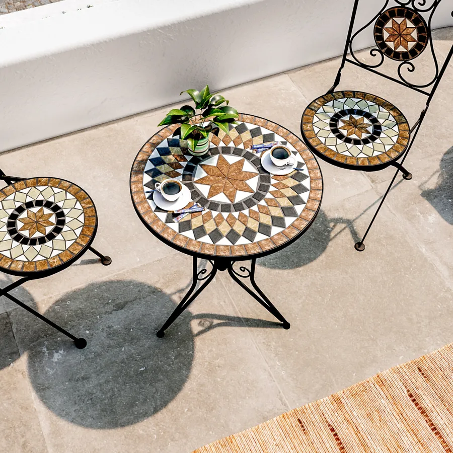 Tavolino Da Esterno Retrò Pieghevole In Ferro Battuto | Doppio Strato, Rotondo, Antiruggine, Per Giardino, Balcone, Terrazzo, Picnic