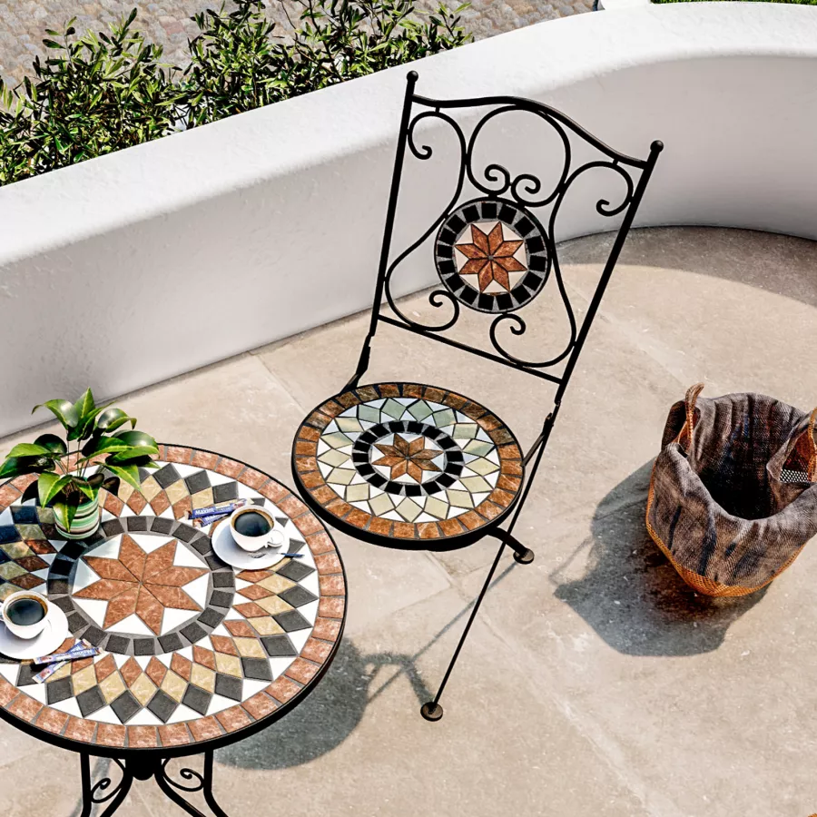 Sedia pieghevole con decorazione mosaico radiale - Otranto