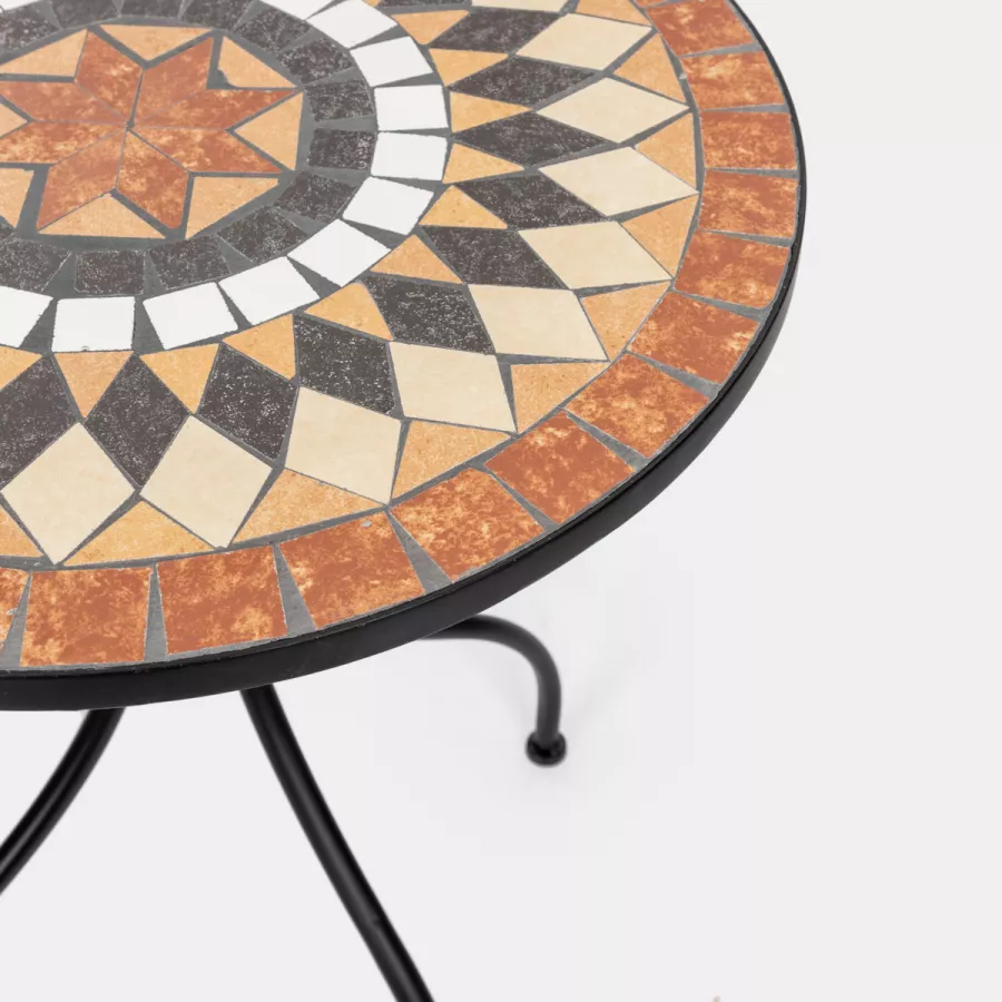 Tavolino da esterno rotondo 60 cm in mosaico Capri Domus