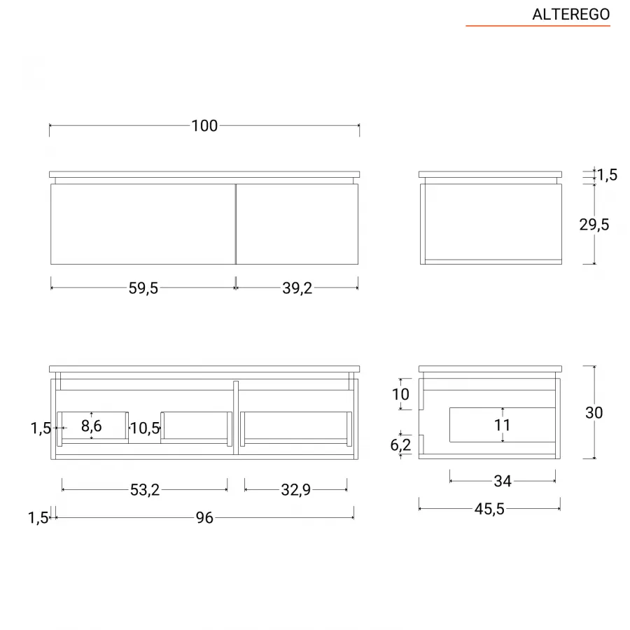 Mobile bagno portalavabo sospeso 80 cm rovere sabbia con specchio - Alterego