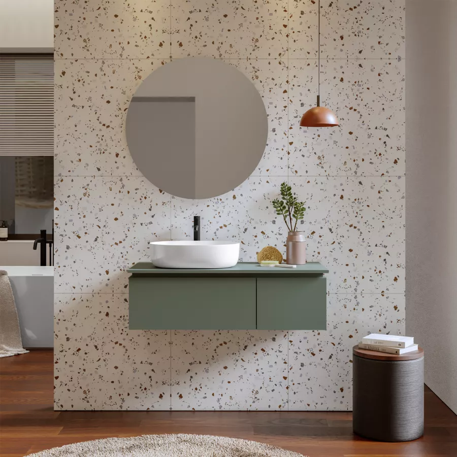 Set accessori bagno con doppio dosasaspone e un porta spazzolini in  ceramica bianca