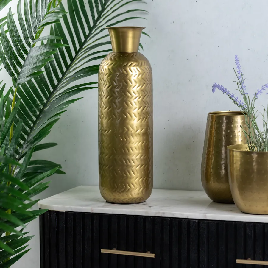 Vaso oasis in metallo dorato martellato h15cm - Atmosphera créateur d