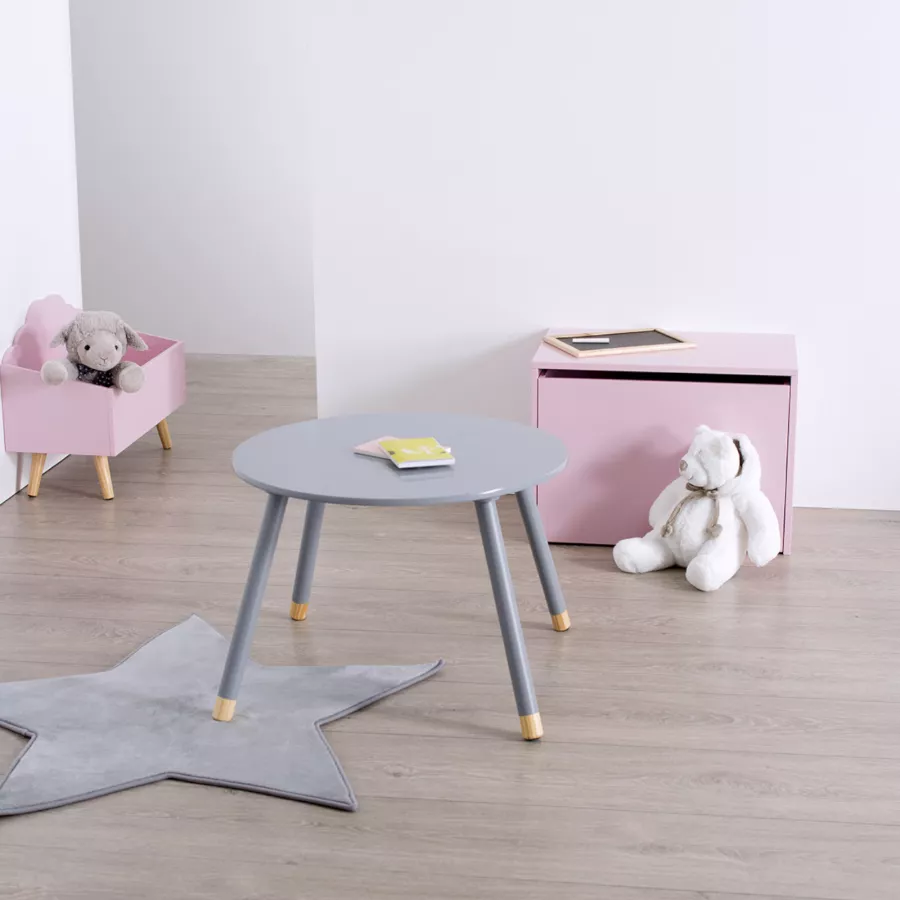 Tavolino rotondo per bambini 60 cm in legno grigio - Sweety