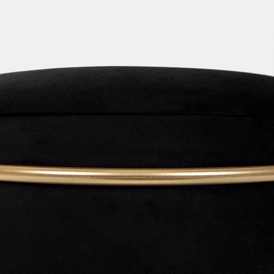 Pouf 43 cm in velluto nero base oro - Balance