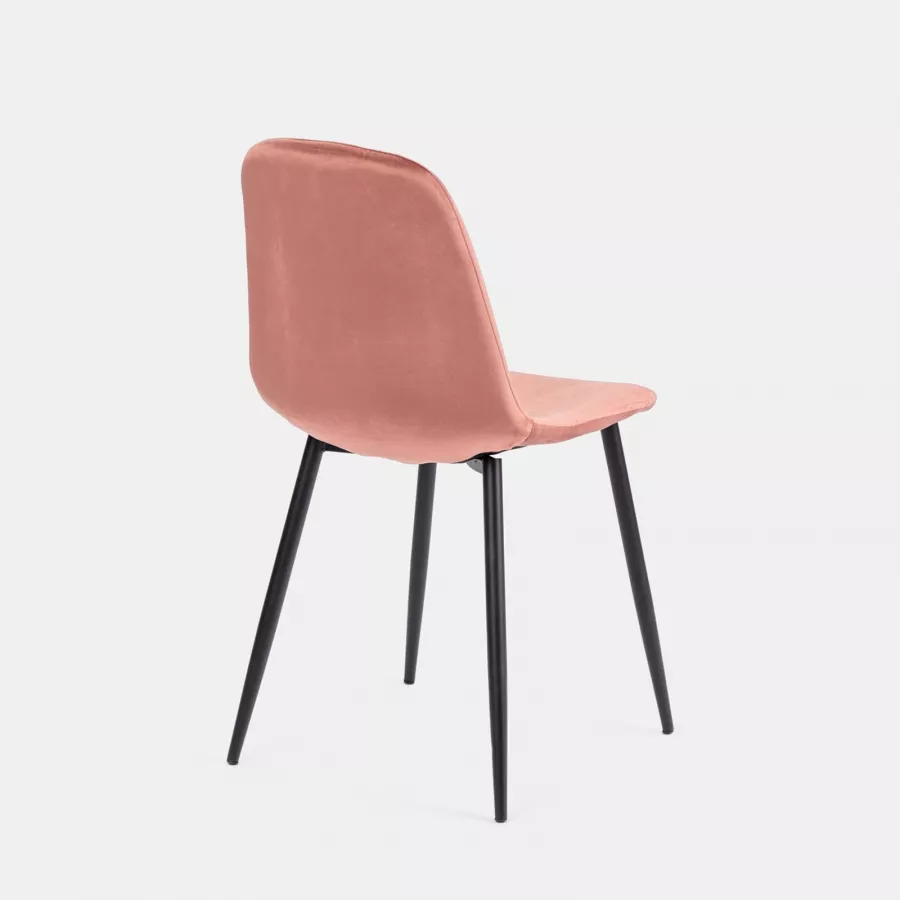 Set 4 sedie in velluto rosa antico con gambe nere - Finesse