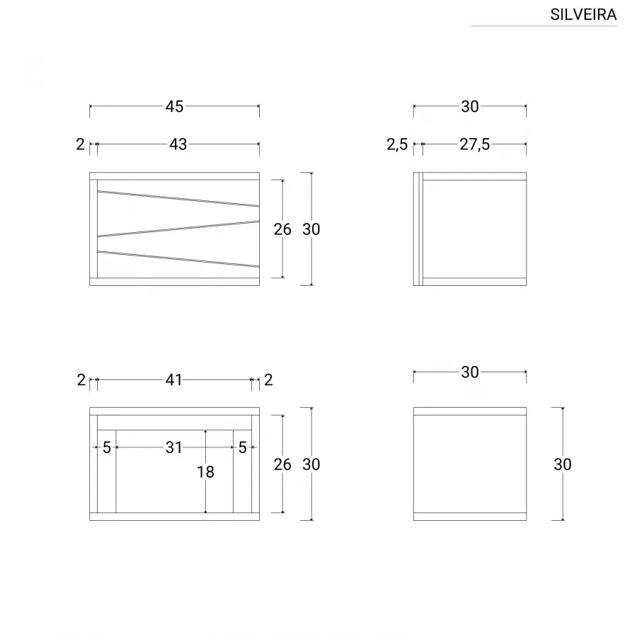 Mobile da bagno sospeso 45 cm in legno teak naturale con specchio - Silveira