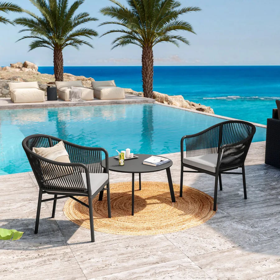 Set Di 2 Lettini Con Posizioni Reclinabili E Finitura Di Colore Bianco E Blu Marina Club Resol