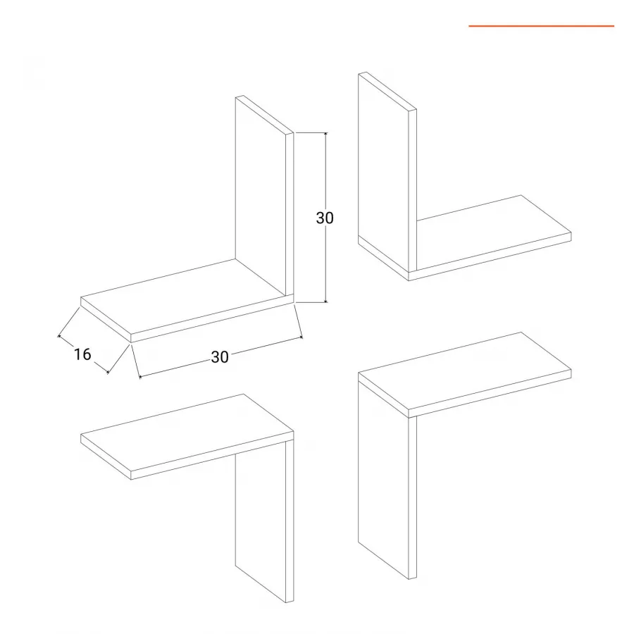 Mensola 30x16 cm in legno bianco - Tetris