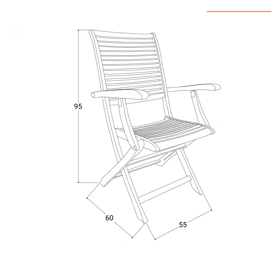 Set bistrot tavolo pieghevole 60x60 cm e 2 sedie pieghevoli con braccioli  in legno di acacia