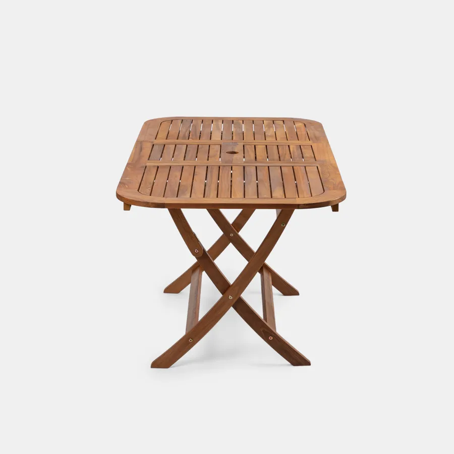 Tavolo Da Giardino Pieghevole Grigio120x70x75 Cm Massello Teak