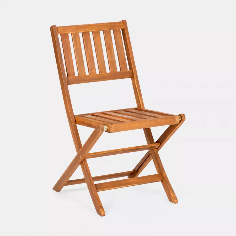 Set bistrot con tavolo pieghevole 70x70 cm e 2 sedie pieghevoli in legno di  acacia - Paja