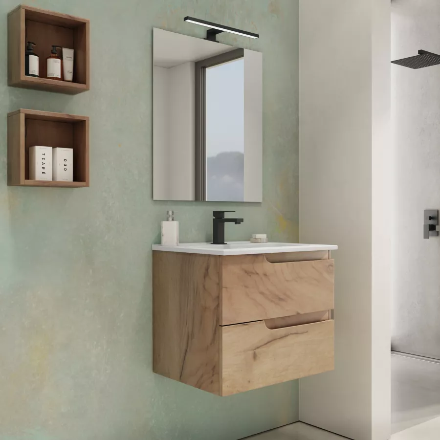 Composizione mobile bagno sospeso moderno Altea 60 cm con colonna