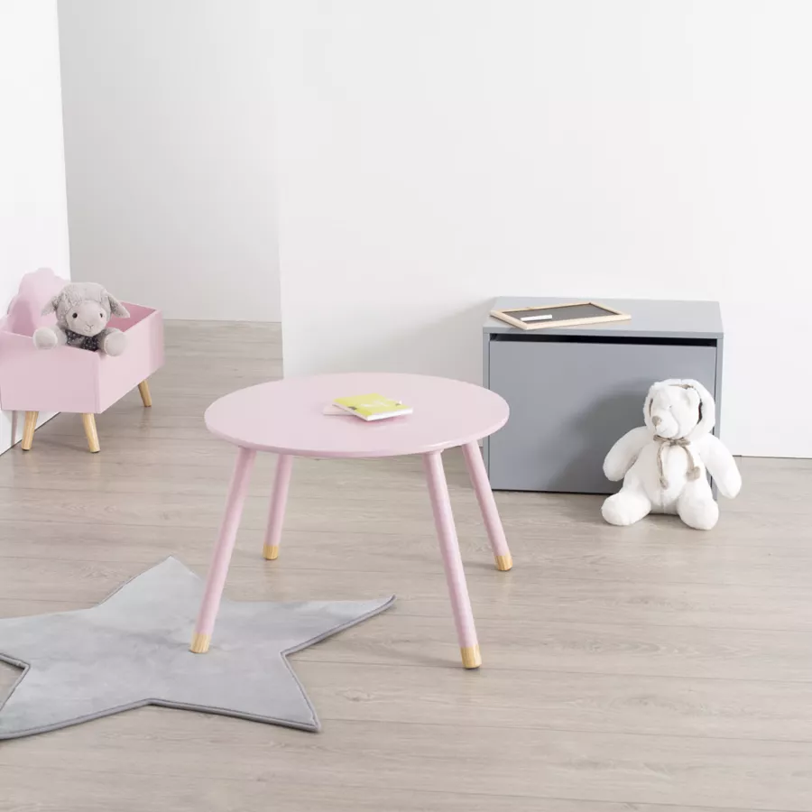 Tavolino rotondo per bambini 60 cm in legno rosa - Sweety