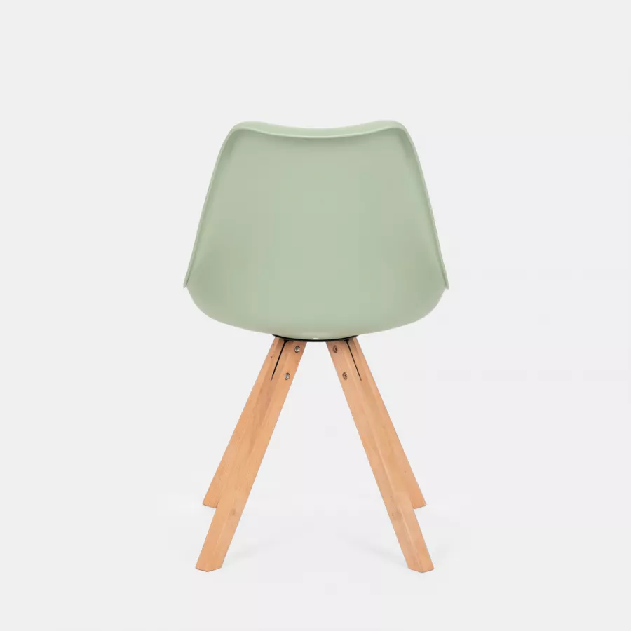 Set 4 sedie in similpelle verde con gambe legno - Marlea