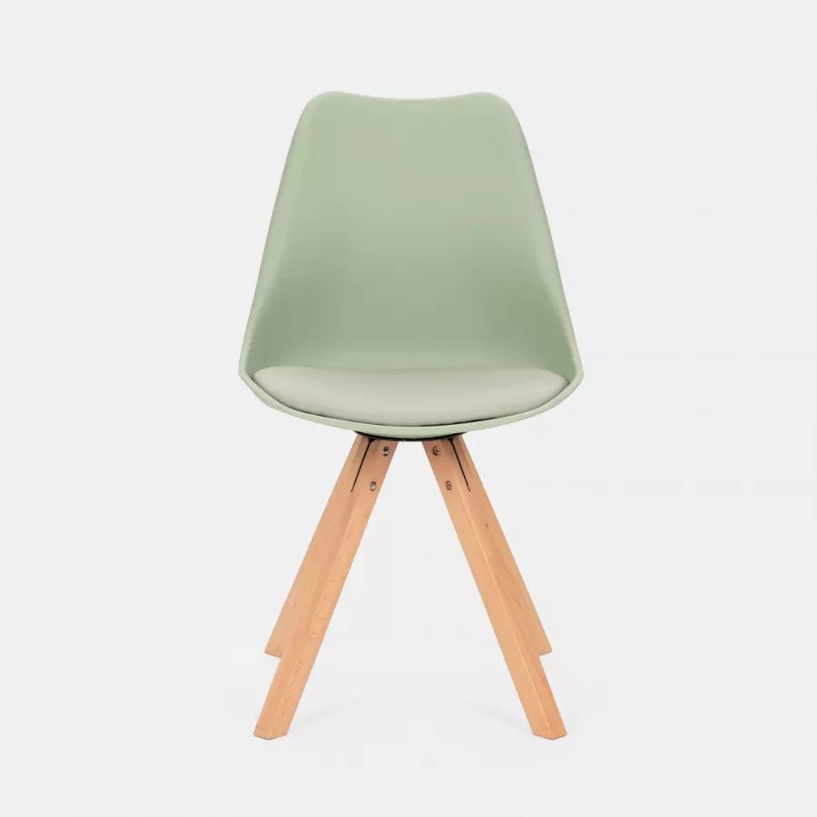 Set 4 sedie scandinave con gambe in legno verde