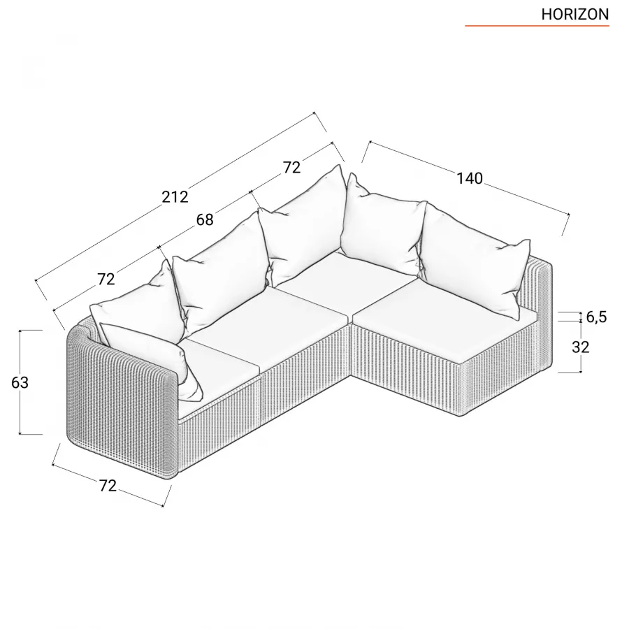 Set relax con divano 3 posti 2 poltrone e tavolino in polyrattan grigio con  cuscini - Horizon