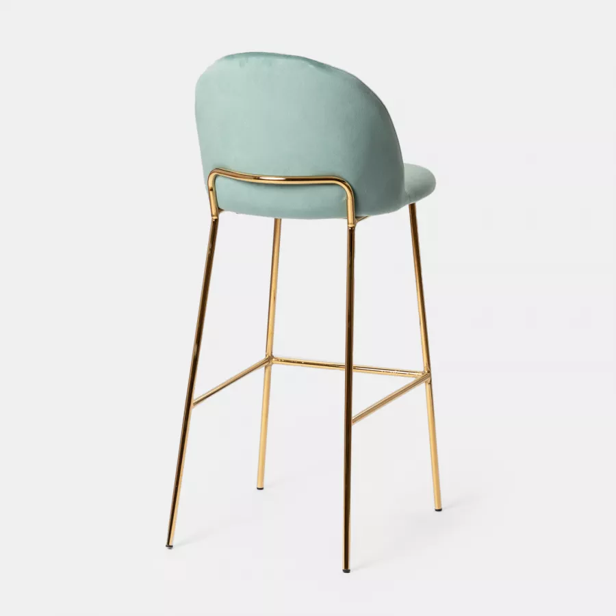 Sgabello Da Bar Regolabile In Altezza 65-80cm, Girevole Con Schienale, Seduta In Velluto Morbido, Base Argento Rotonda, Portata 150kg