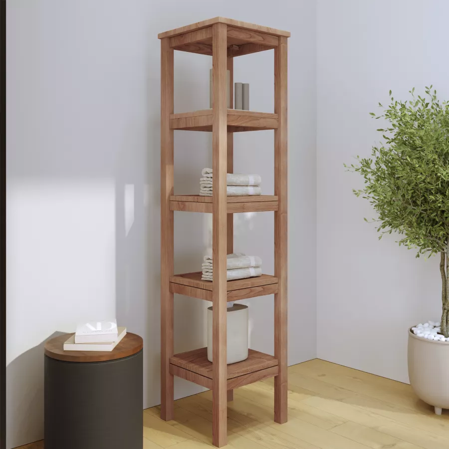 Colonna bagno 165 cm con vani a giorno in teak naturale