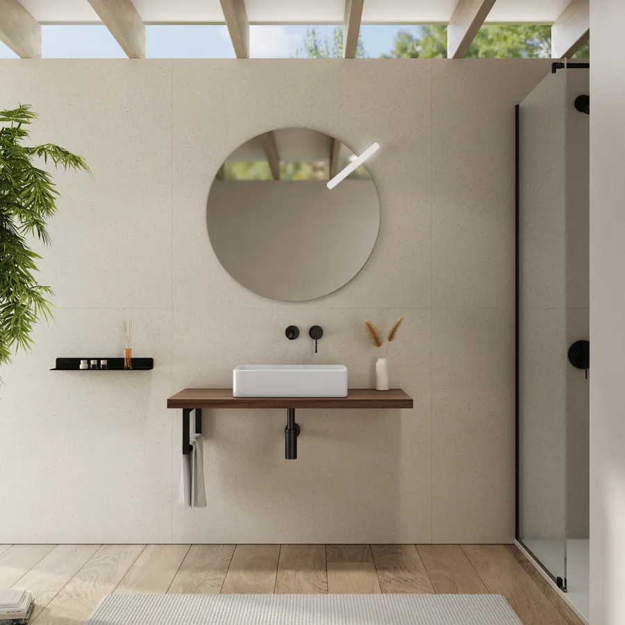 VidaXL Lavabo Da Bagno Moderno Con Structure In Ferro E Lavabo Integrato In Ceramica - Nero