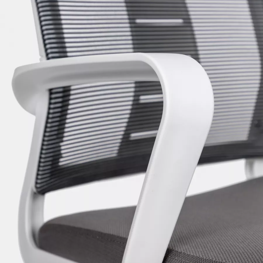 Poltrona da ufficio girevole in tessuto grigio con supporto ergonomico  bianco - Australe