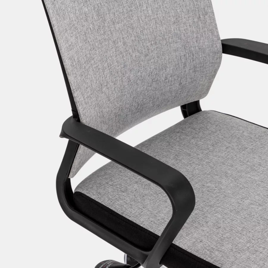 Poltrona da ufficio girevole in tessuto grigio con supporto ergonomico e  base cromata - Australe