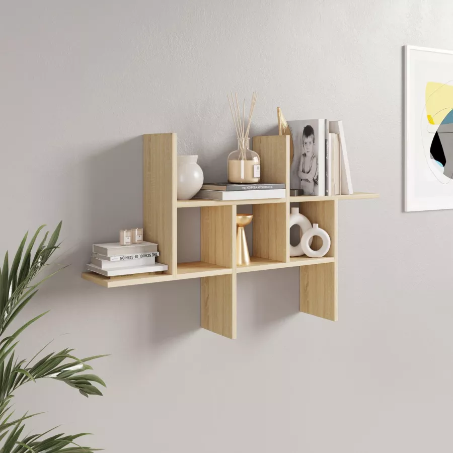 Mensola decorativa 100x18 cm in legno rovere - Tetris