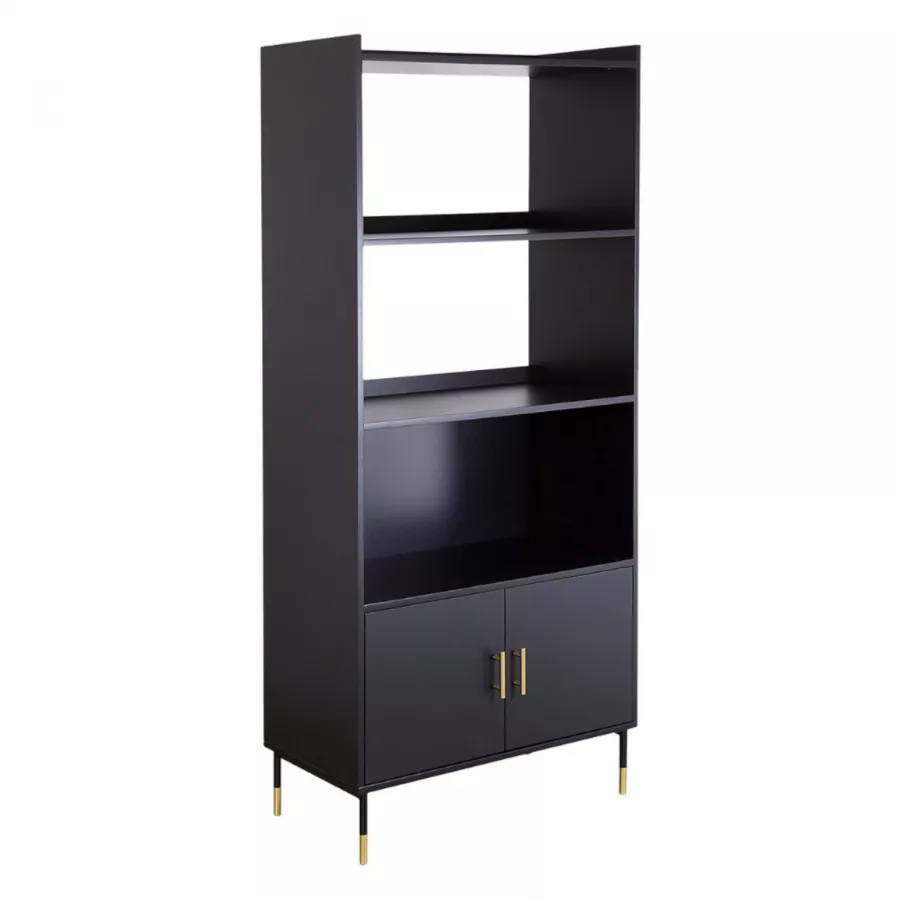 Libreria con Ante Nera 76,5x30x154,5 cm Legno Multistrato