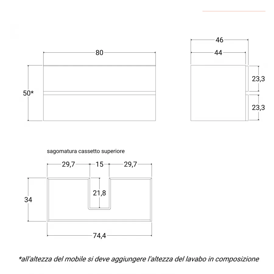 Mobile bagno sospeso con cassetti 80 cm rovere deciso con lavabo in  ceramica e specchio - Cuki