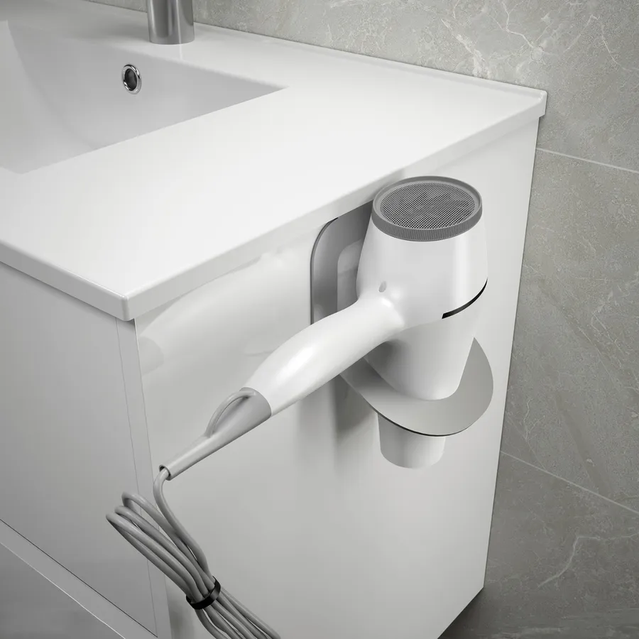 Supporto Asciugacapelli Francy - Acciaio Cromato, 13x13x13 Cm, Design Compatto - Foto 12