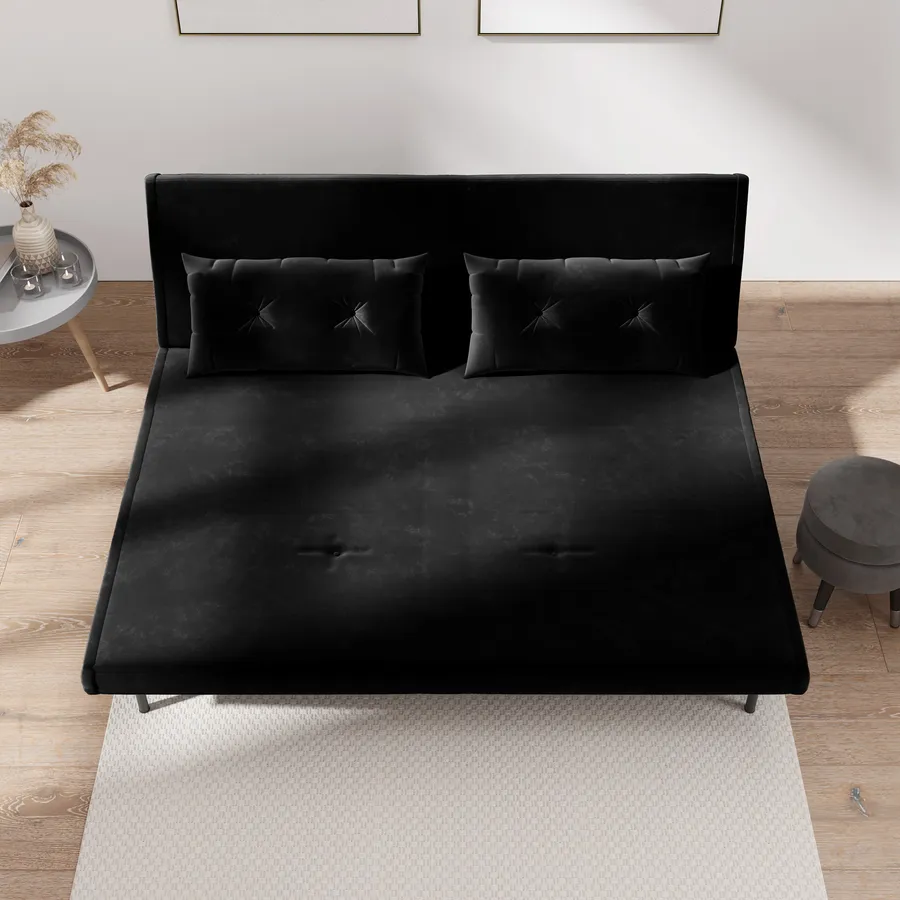 Divano letto Cloud Couch in velluto a coste nero - 3 cuscini + divano a terra (soggiorno/appartamento) | Leroy Merlin