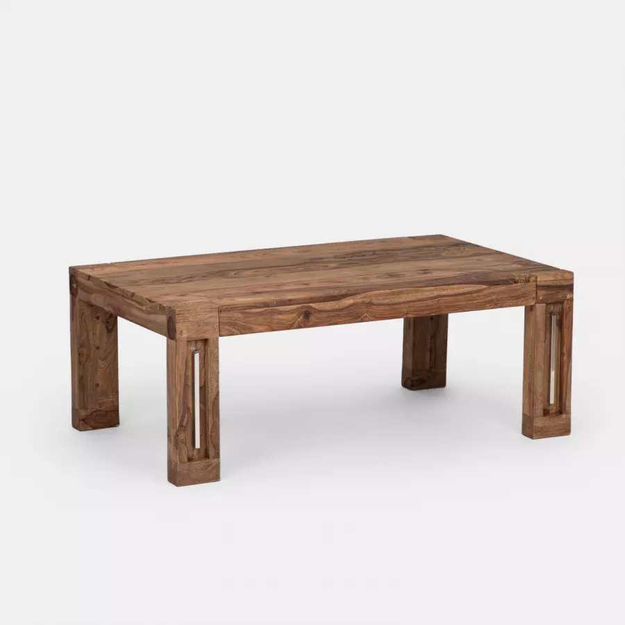 Tavolino 118x70 cm in legno con ripiano - Freia Sheesham
