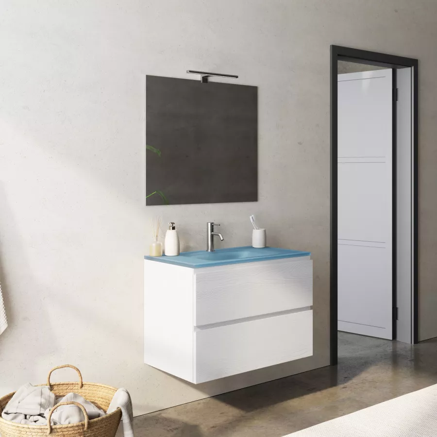 DEGHI MOBILI Pensile Bagno Sospeso Bianco Opaco 45 Cm Salvaspazio