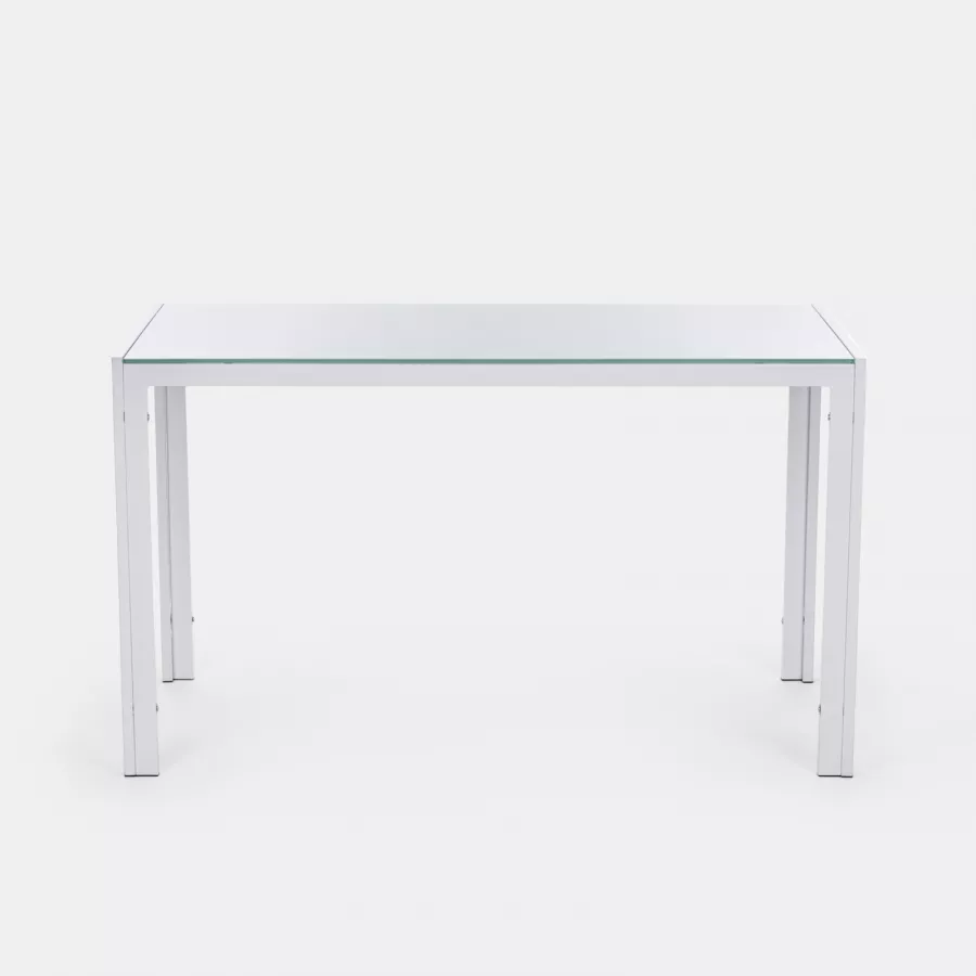 Tavolo RAPALLO in metallo grigio con piano in vetro bianco allungabile  110x70 cm - Konte Design