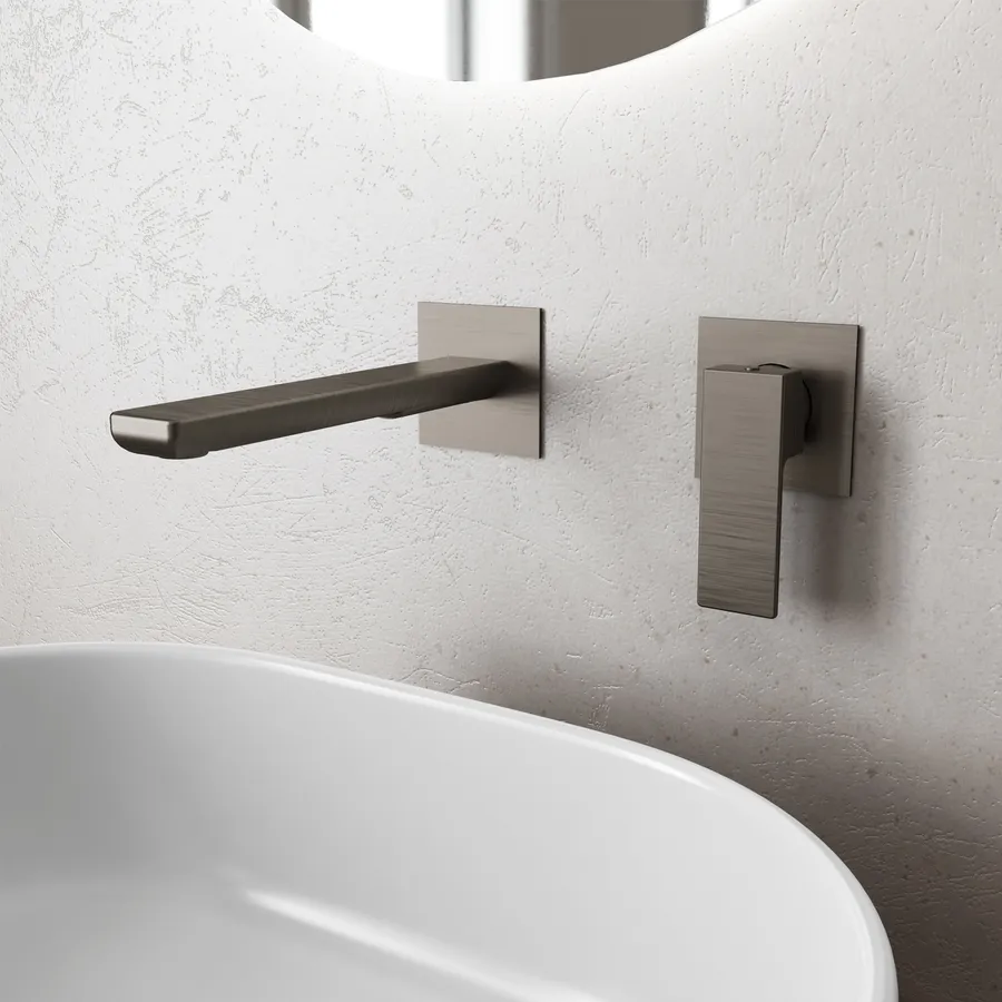 Rubinetto Lavabo Nero Maniglia Singola - Con Scarico Pop-up, Nichel Spazzolato