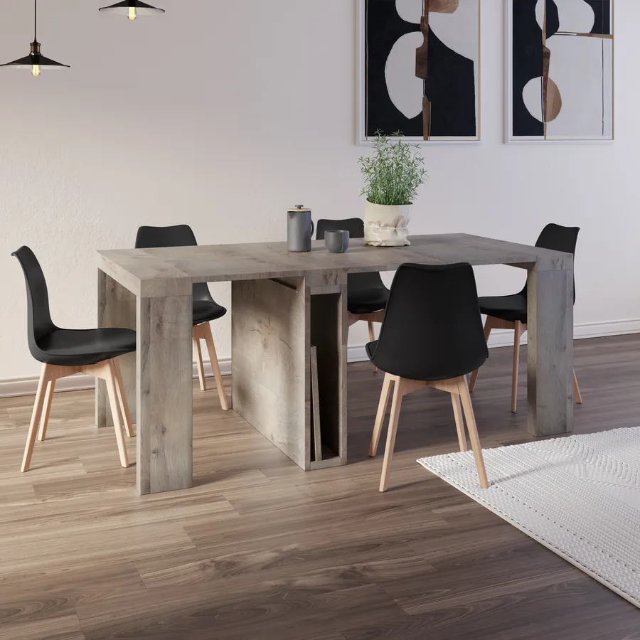 RAGABA ASHME Tavolo Consolle In Frassino Massello 85x35 Cm – Grigio Beige Con Ripiano